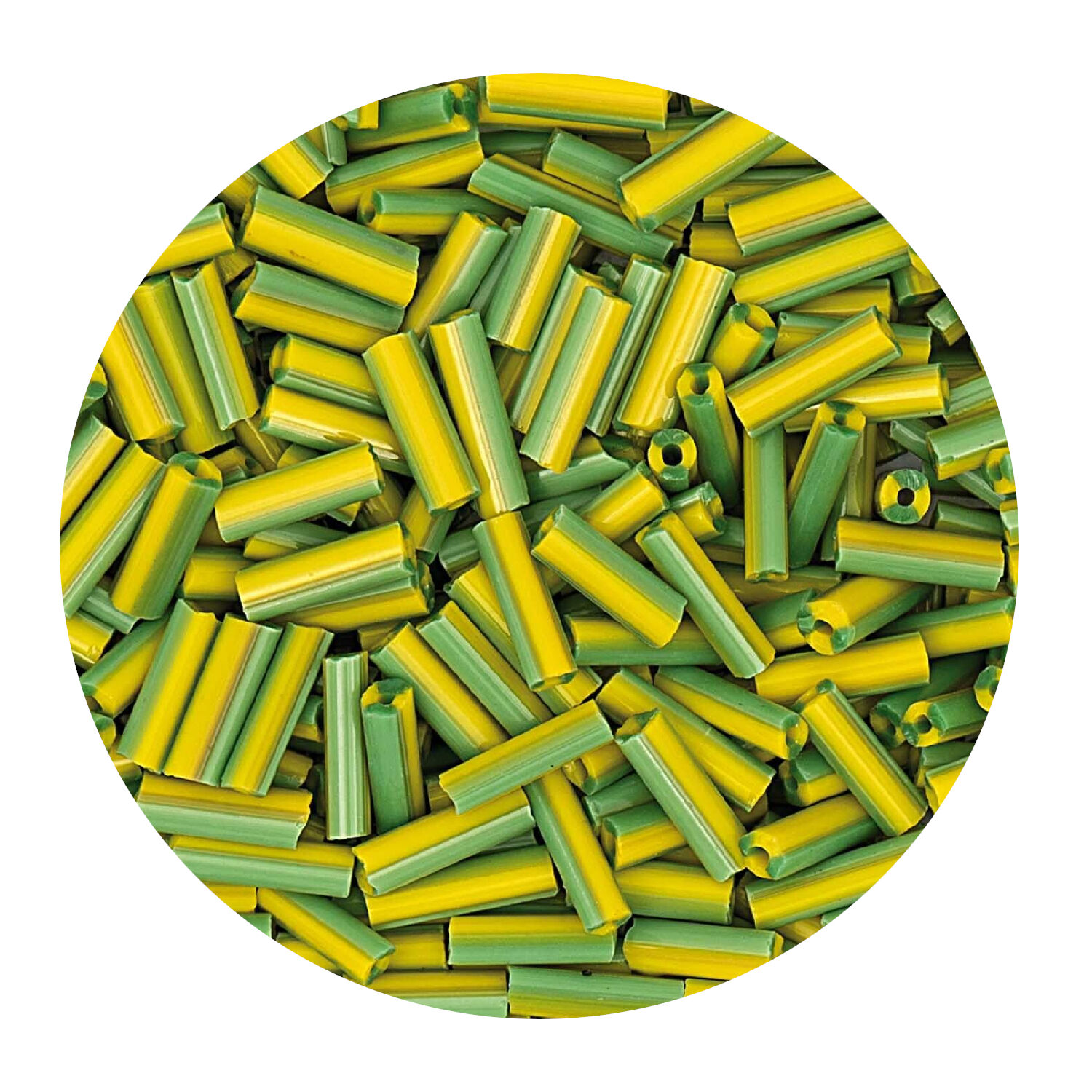 Rocailles-Perlen St�bchen, 6,75 mm, 14 g, Gr�n-Gelb