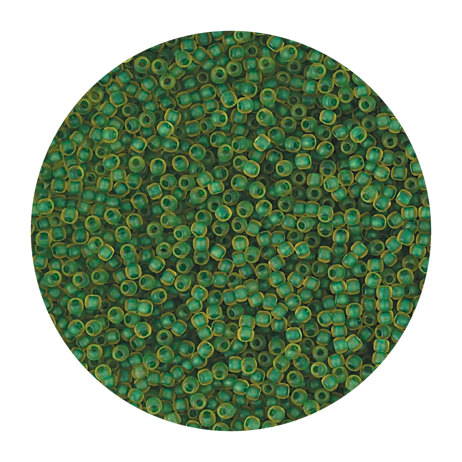 Rocailles-Perlen Itoshii, 2,2 mm, 12 g, Gr�n-Gelb Matt