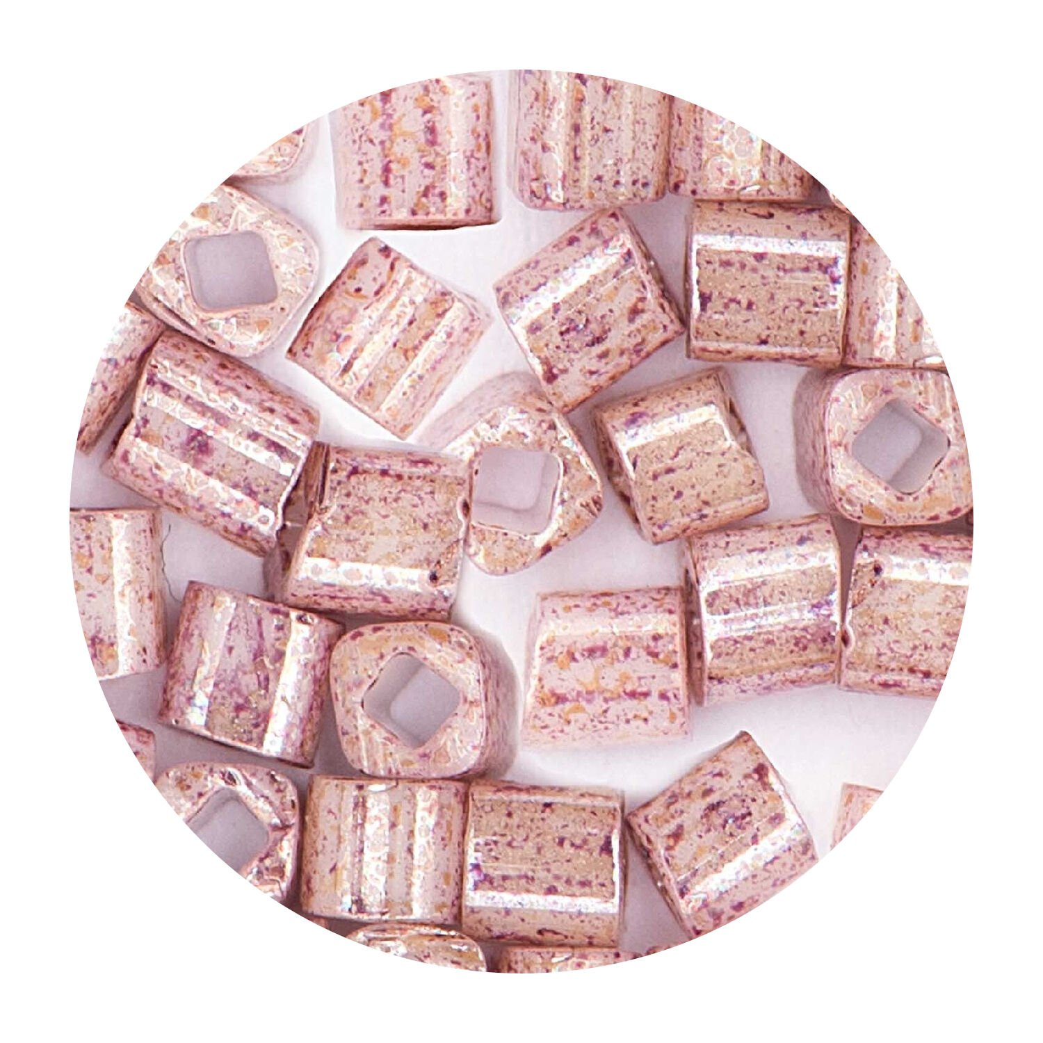 Rocailles-W�rfel-Perlen Itoshii Cube, 3 x 3 mm, 6 g, Marmor Rosa