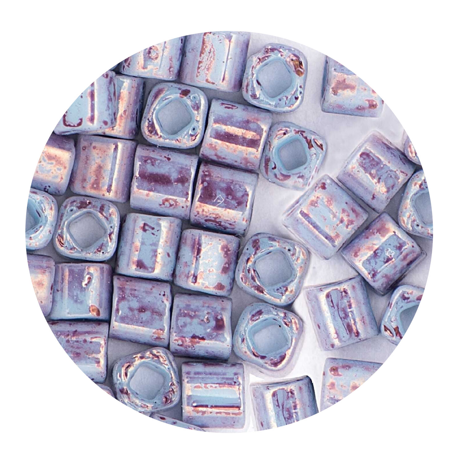 Rocailles-W�rfel-Perlen Itoshii Cube, 3 x 3 mm, 6 g, Marmor Lila