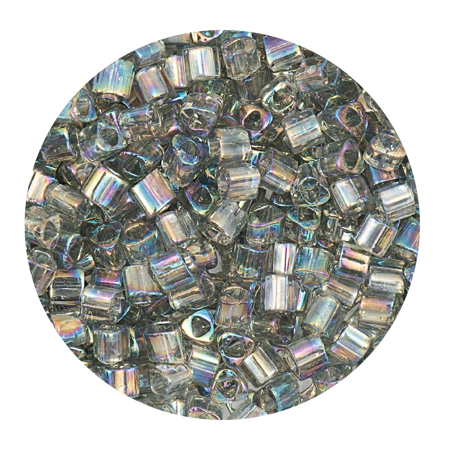 Rocailles-Perlen Itoshii Triangle, 2,2 mm, 10 g, Grau Regenbogen