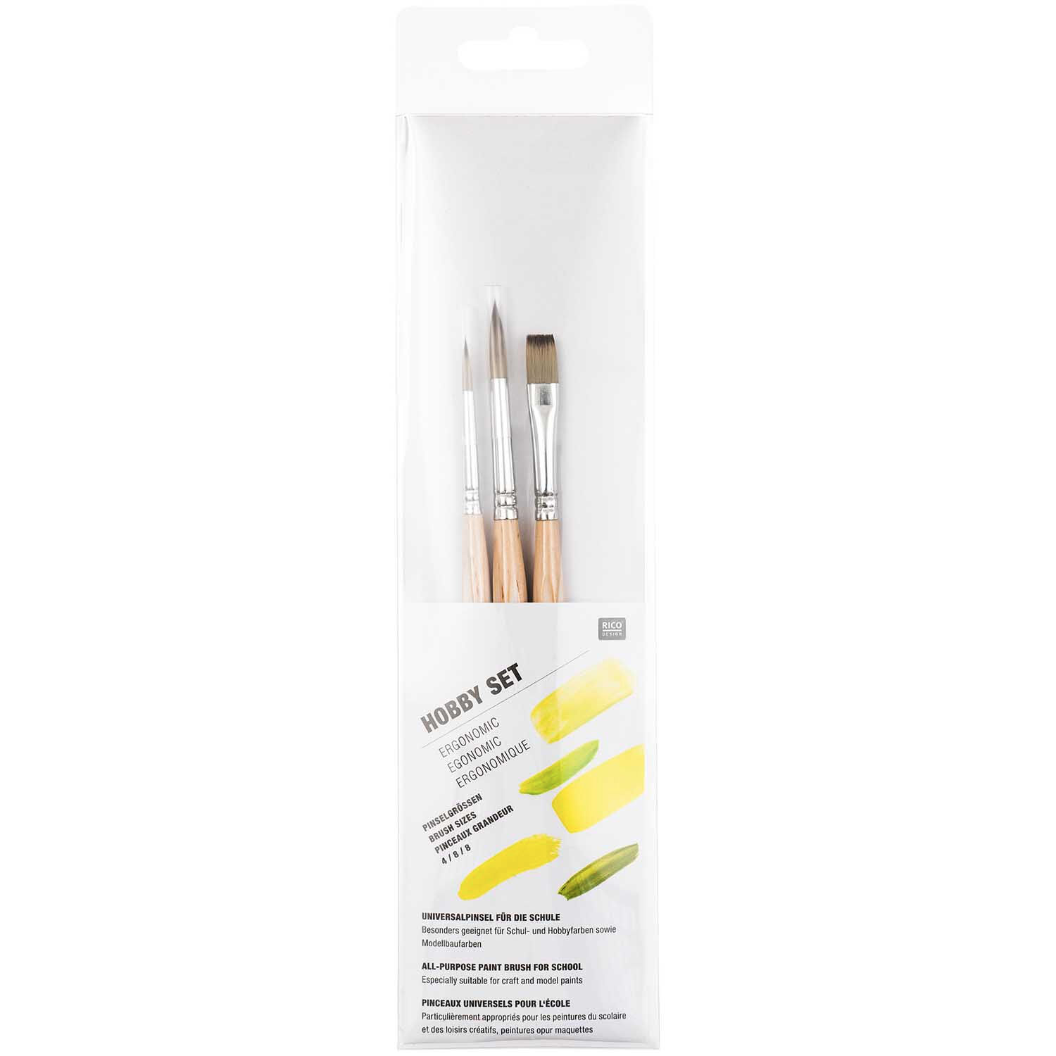 NEU Hobby- und Schulmalpinsel ERGONOMIC SET, Inhalt: 3 Pinsel