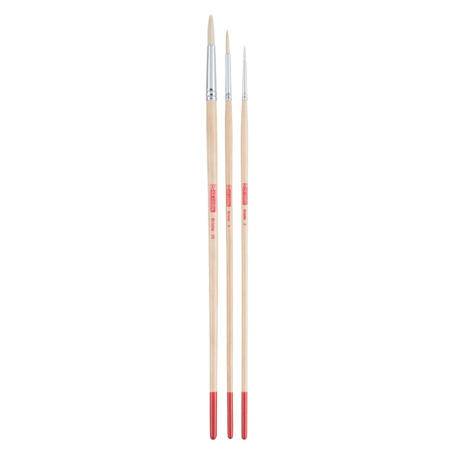 NEU ArtCreation �l- & Acrylpinsel, Schweineborste Rund, 3er Set, No. 2, 6, 10