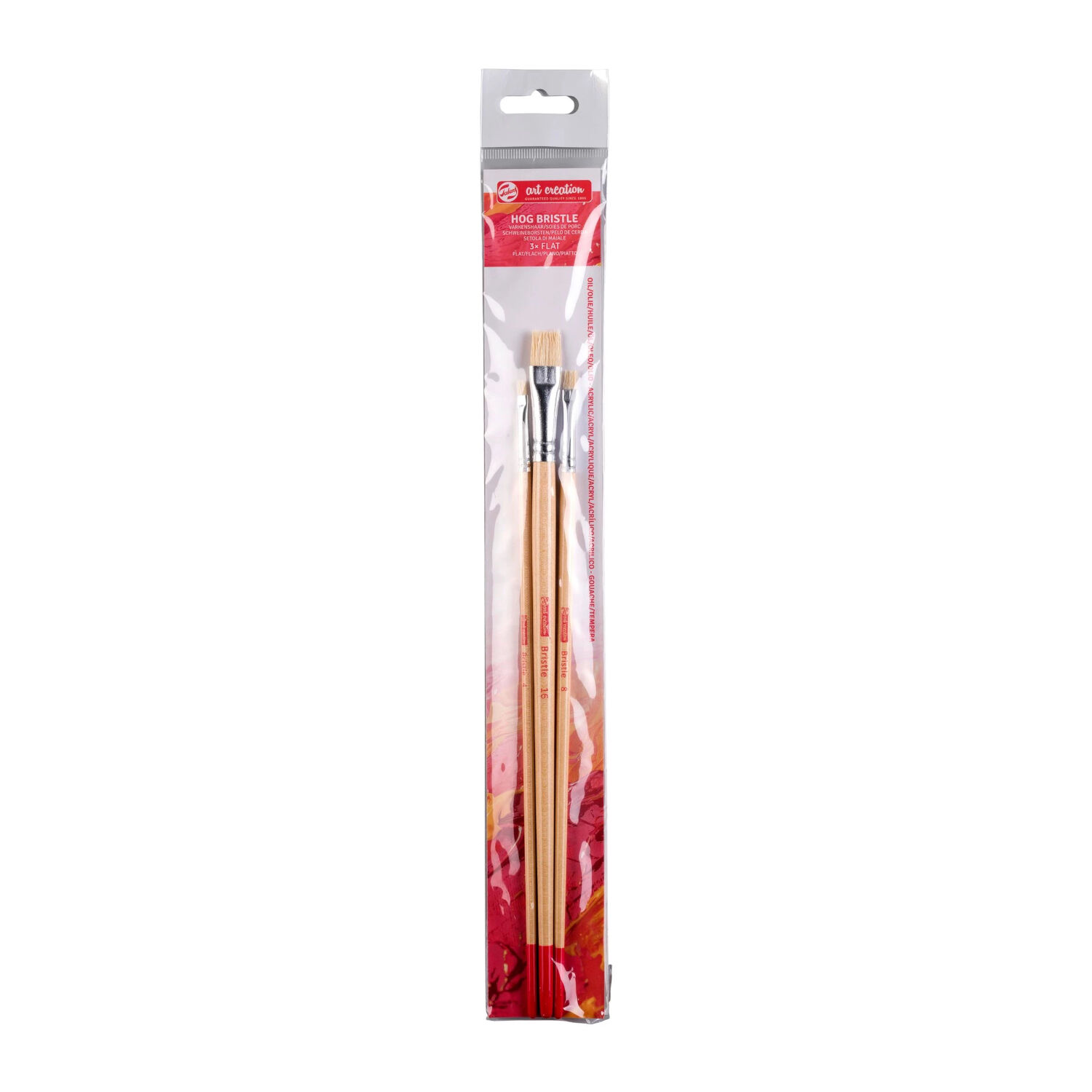 NEU ArtCreation �l- & Acrylpinsel, Schweineborste Flach, 3er Set, No. 4, 8, 16 Bild 2