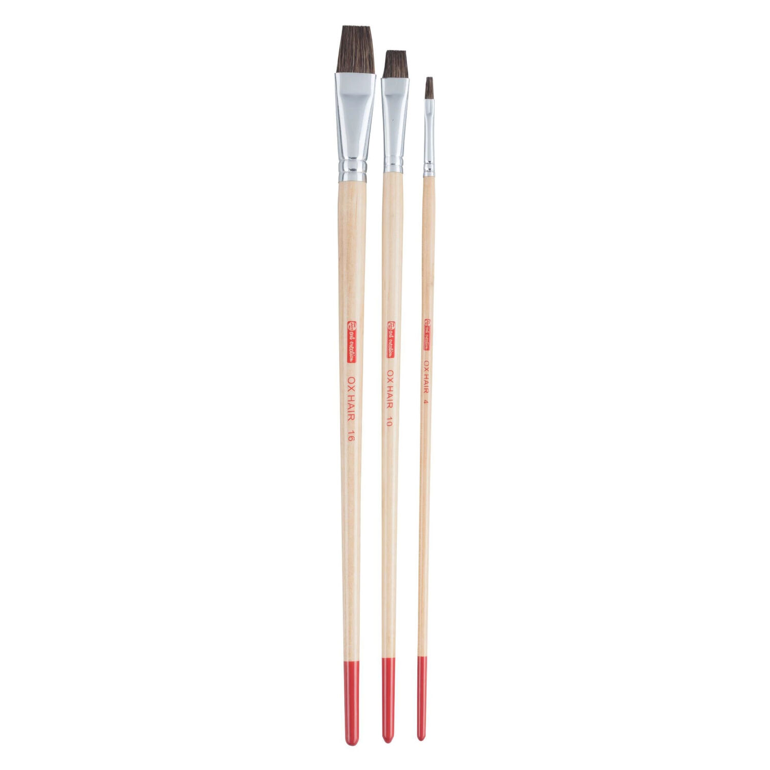 NEU ArtCreation �l- & Acrylpinsel, Rinderohrenhaar, 3 Flachpinsel, 4, 8, 16