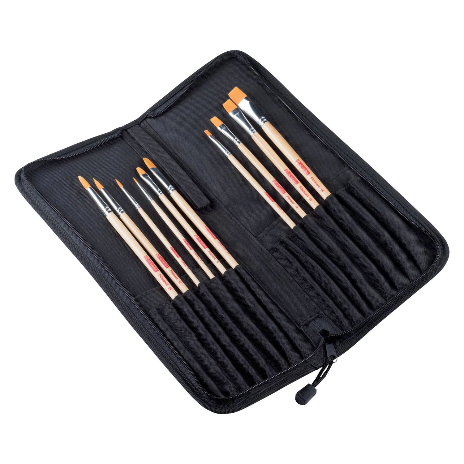 NEU ArtCreation �l- & Acrylpinsel, Synthetik, 10 Pinsel sortiert inkl. Pinseltasche