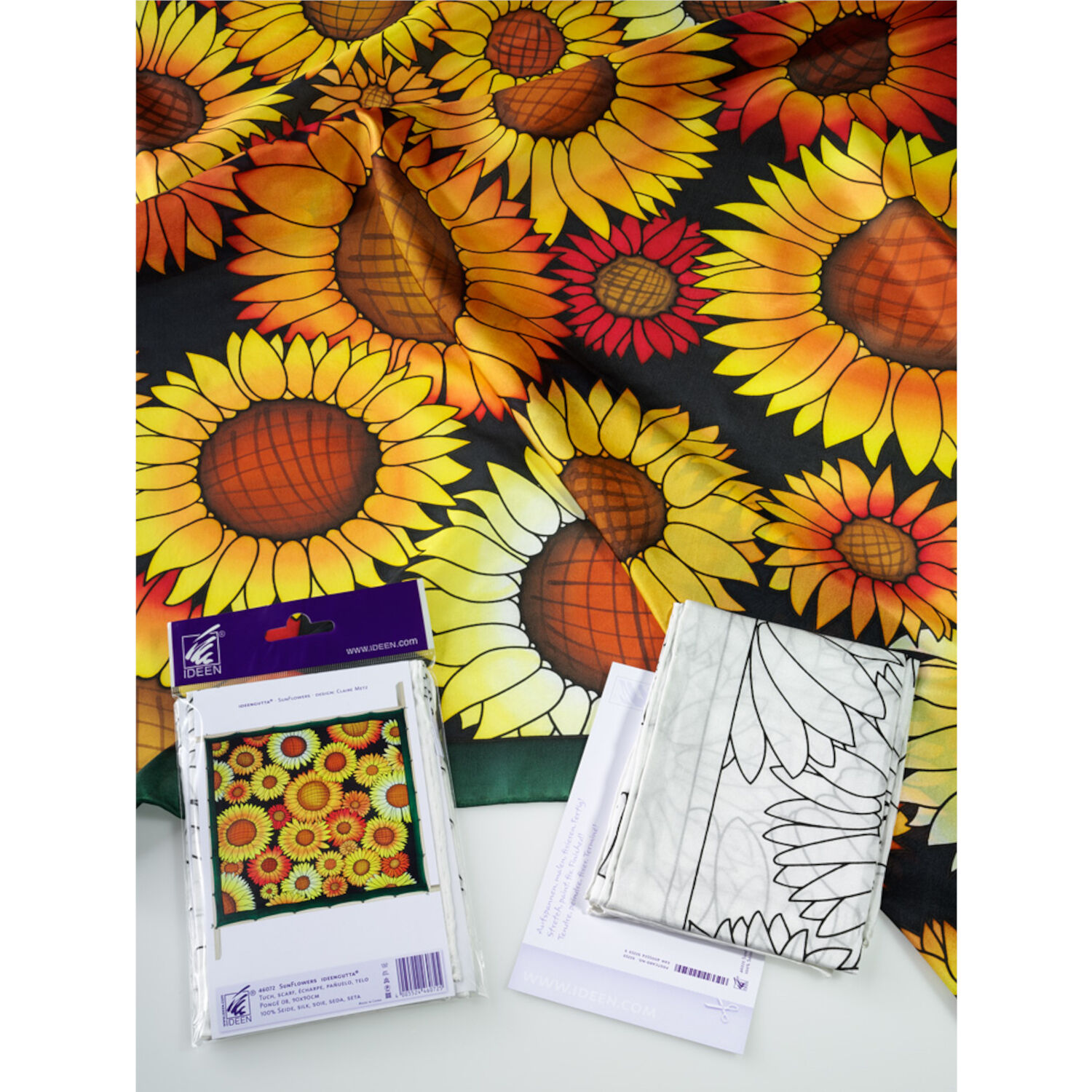 Gutta-Tuch 90x90, Pong� 08, Motiv Sunflowers Bild 2