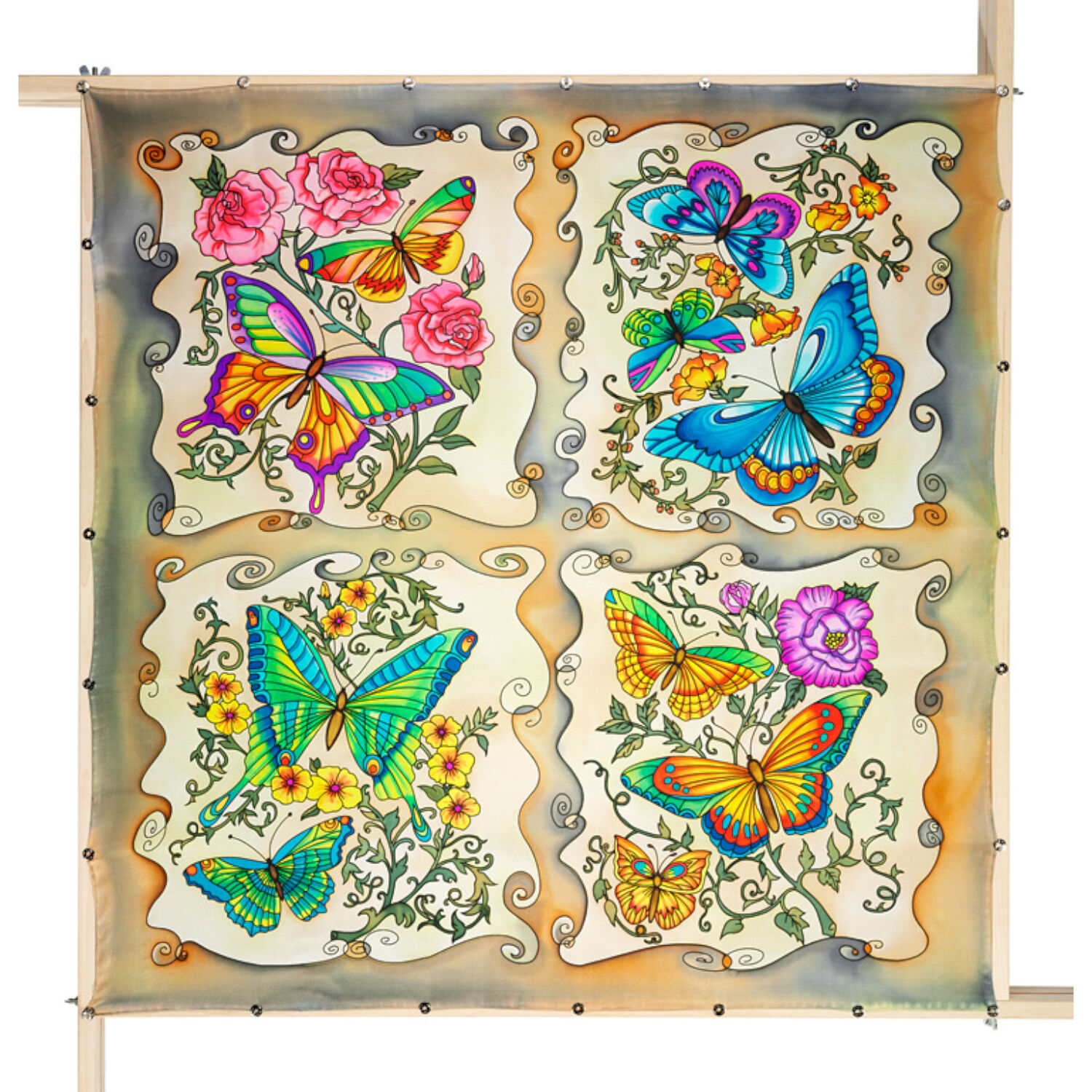 Gutta-Tuch 90x90, Pong� 08, Motiv Flutter