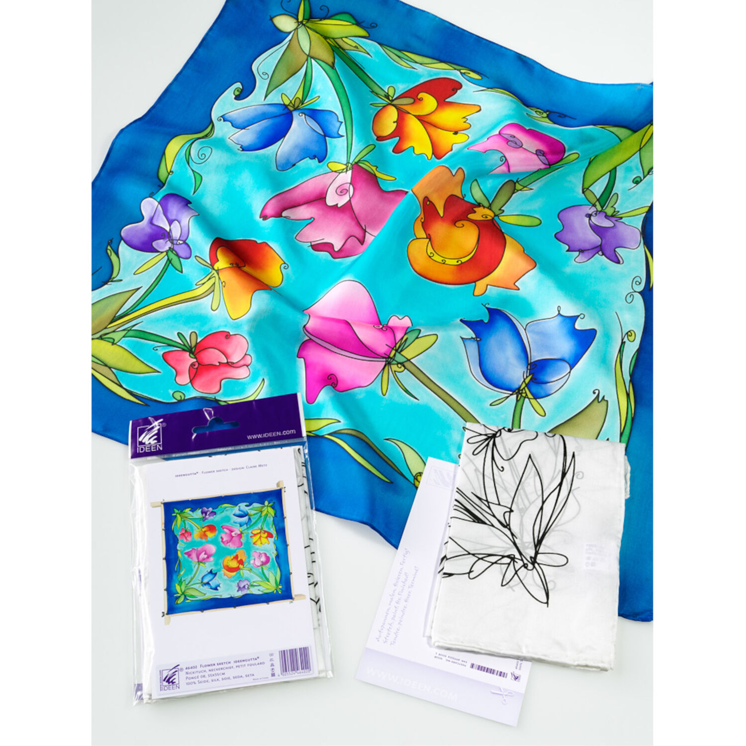 Gutta-Tuch 55x55, Pong� 08, Motiv Flower Sketch Bild 2