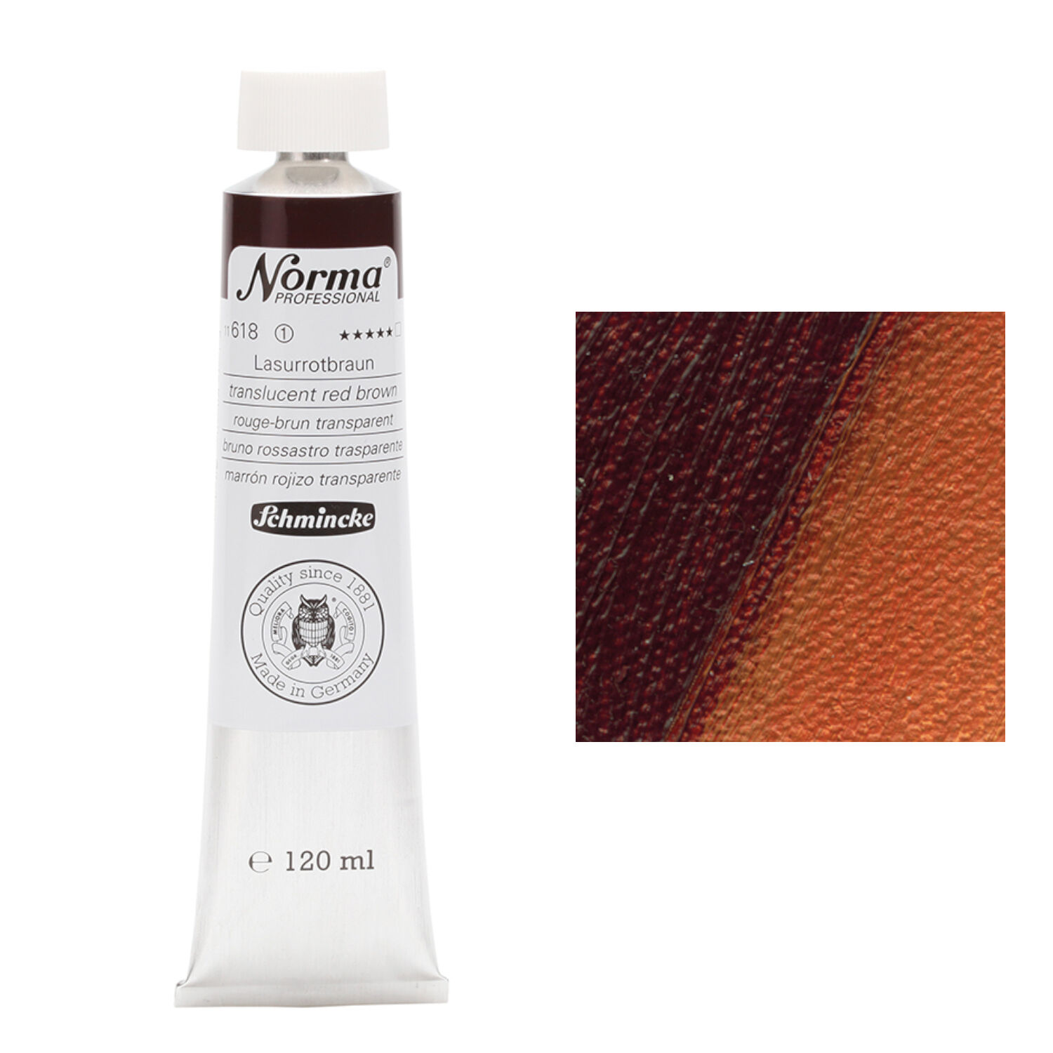 SALE Schmincke Norma Prof. 120 ml, Lasurrotbraun