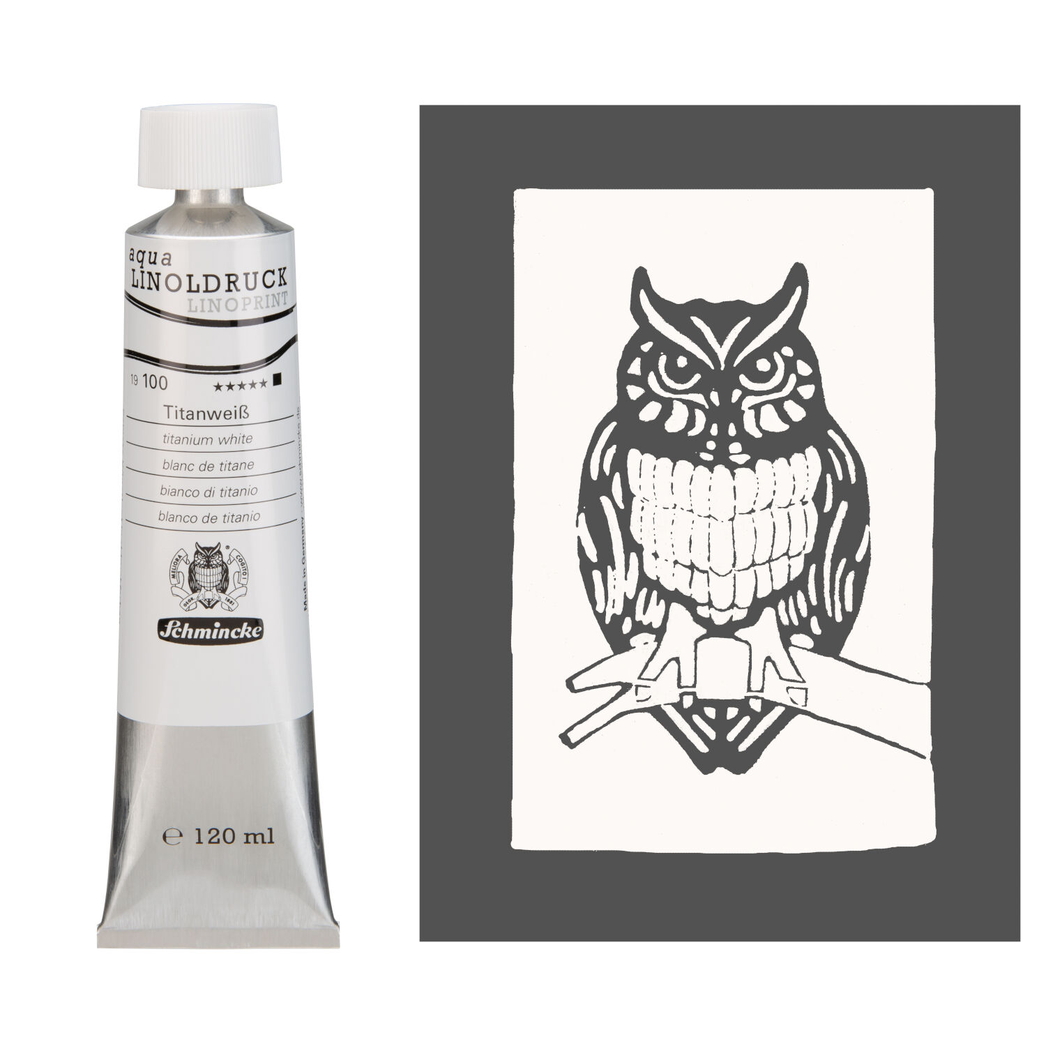 aqua-Linoldruck Farbe, 120ml, Titanwei�
