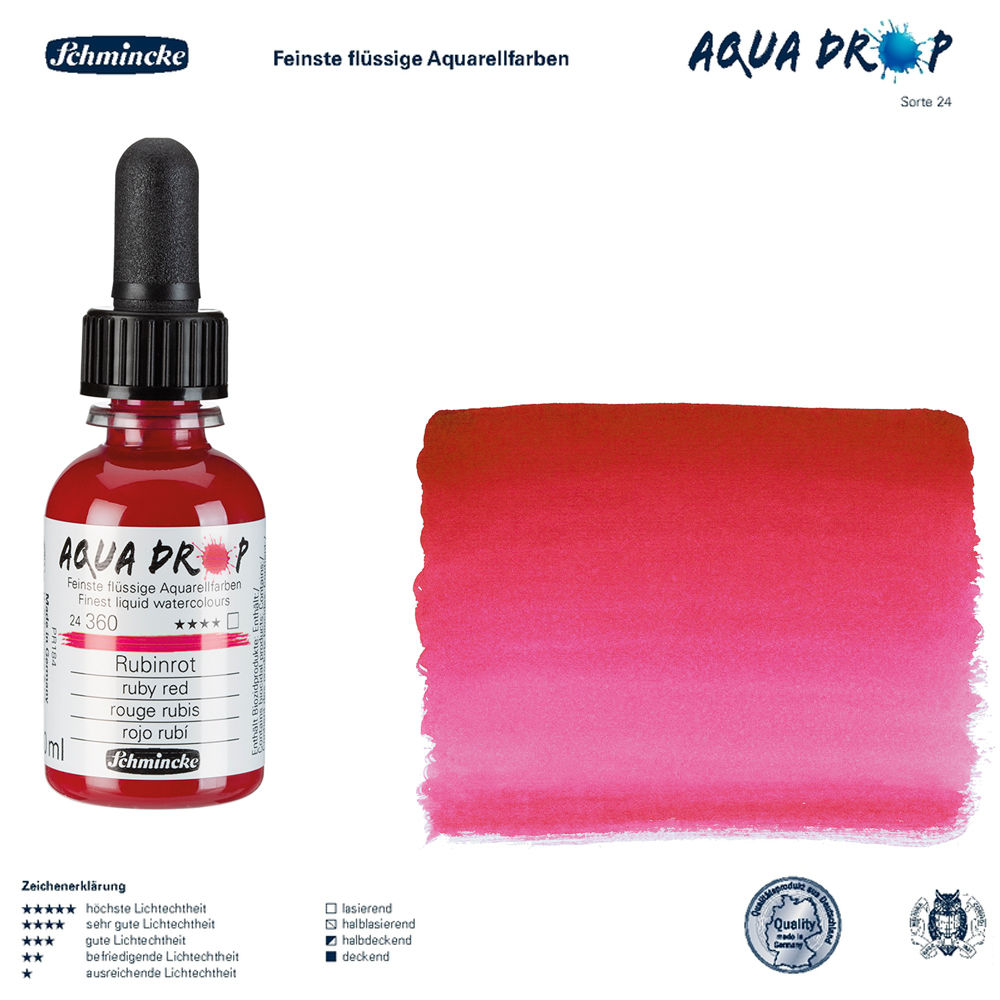 Schmincke AQUA DROP, fl�ssige Aquarellfarbe 30ml, Rubinrot