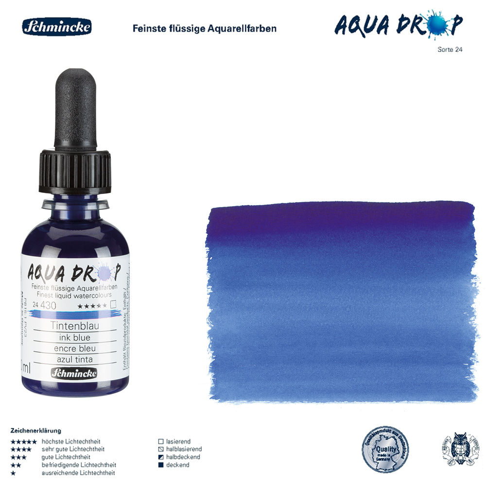 Schmincke AQUA DROP, fl�ssige Aquarellfarbe 30ml, Tintenblau