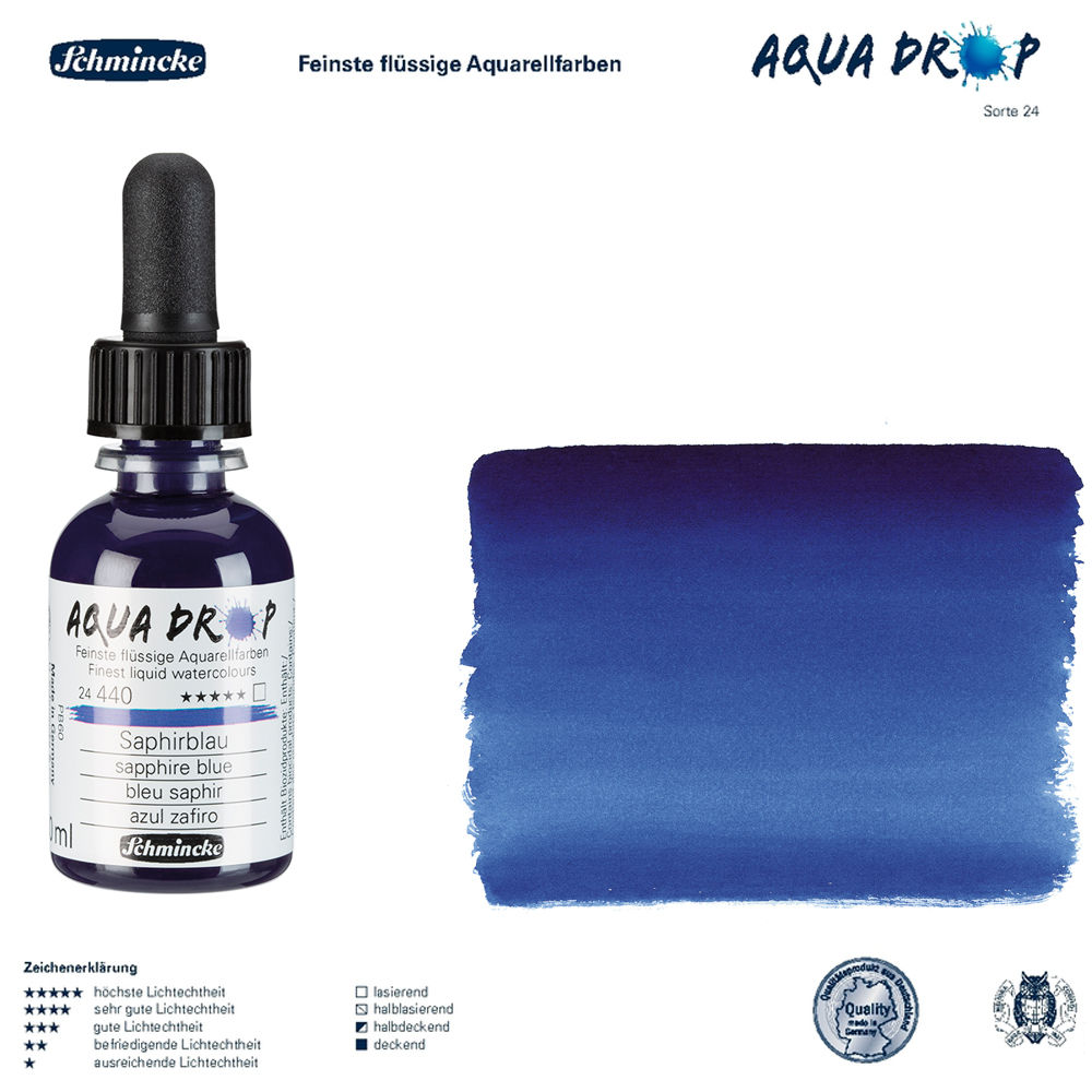 Schmincke AQUA DROP, fl�ssige Aquarellfarbe 30ml, Saphirblau