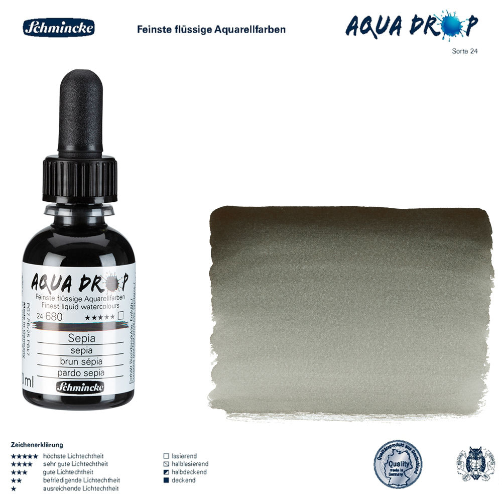 Schmincke AQUA DROP, fl�ssige Aquarellfarbe 30ml, Sepia