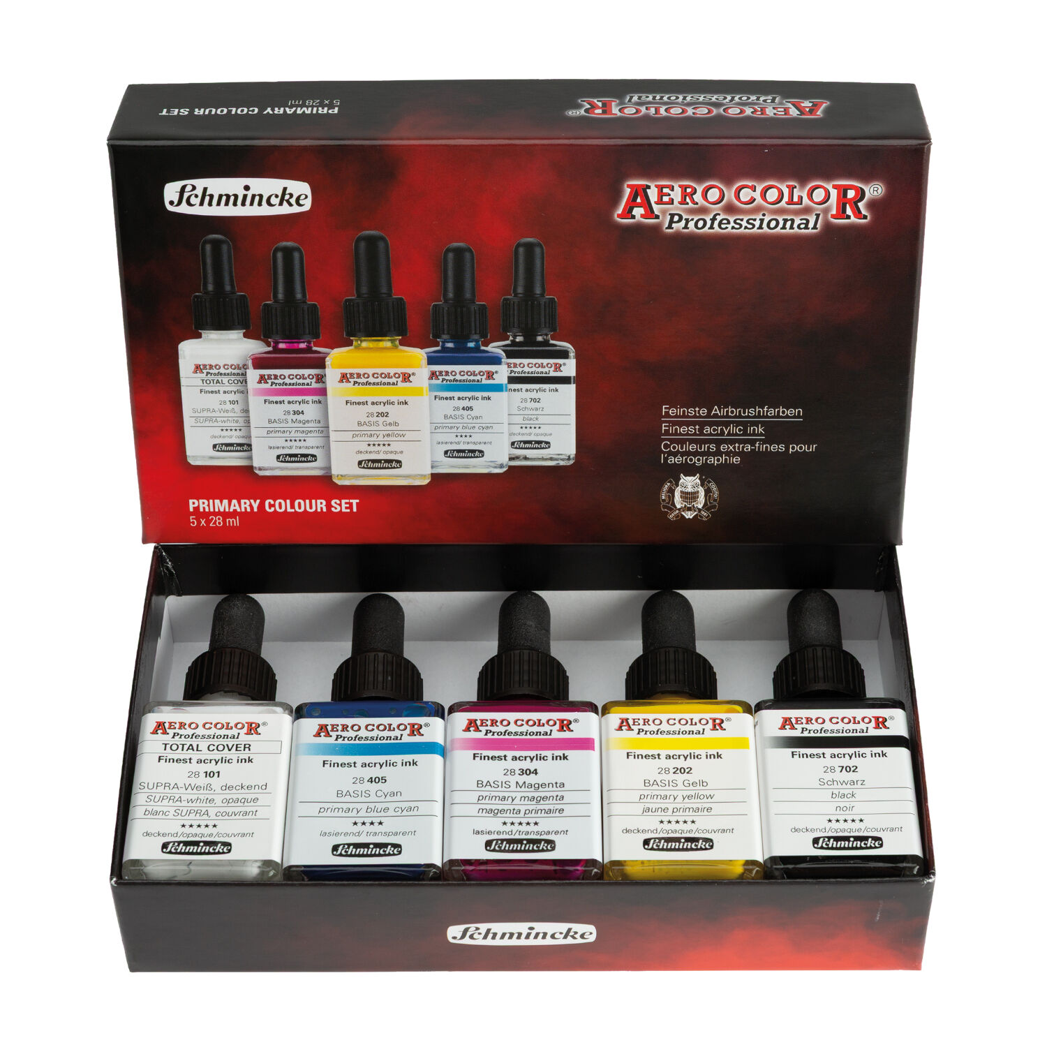 AERO COLOR Professional Airbrushfarben Kartonset, 5 x 28 ml Prim�rfarben
