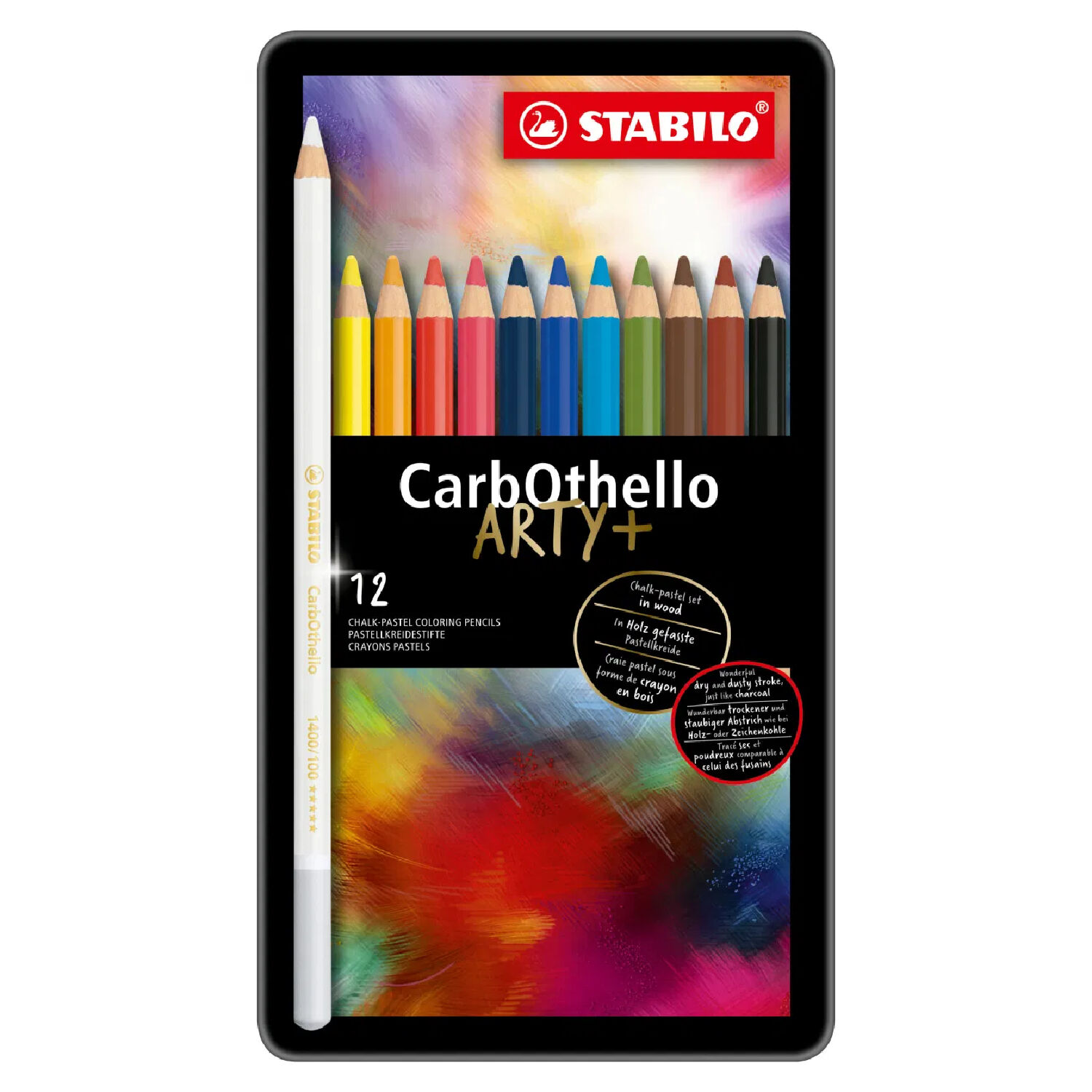 STABILO CarbOthello Pastellkreidestift, 12er-Set ARTY+, Metalletui