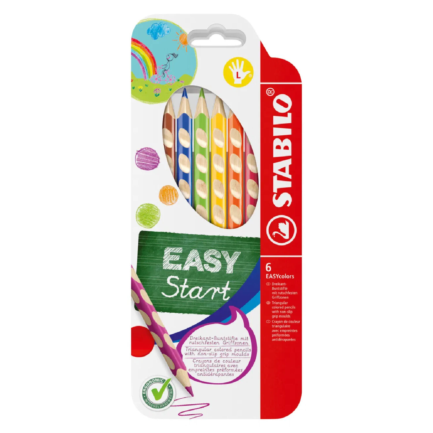 STABILO EASYcolors, Ergonomischer Buntstift f�r Linksh�nder, 6er Etui