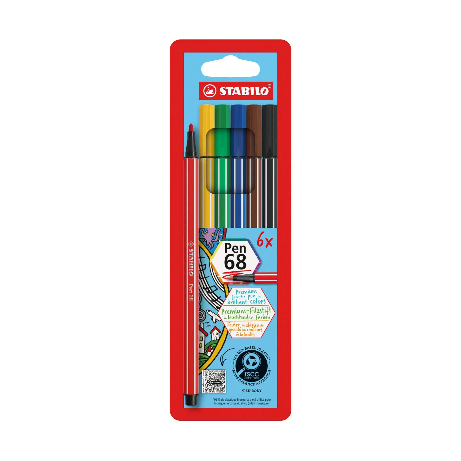 STABILO Pen 68, Premium-Filzstift, 6er Etui