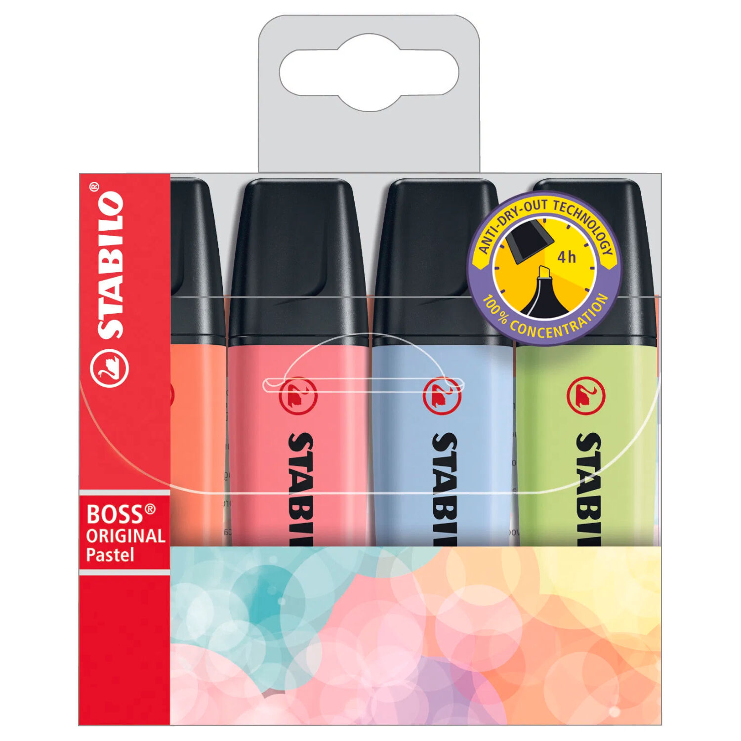 STABILO Textmarker Boss Original Pastel, 4er Etui Sommer