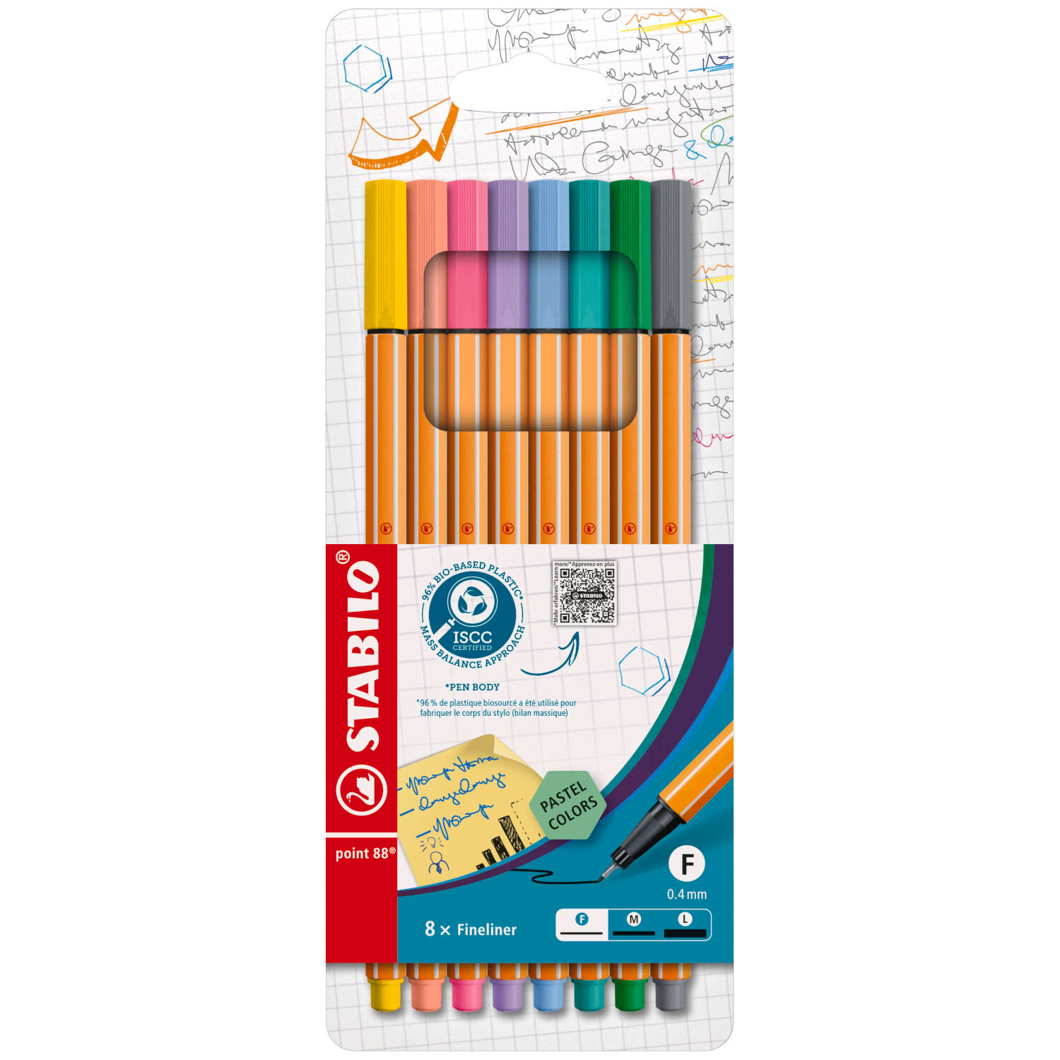 STABILO point 88 Fineliner, 8er Kartonetui Pastel-Farben