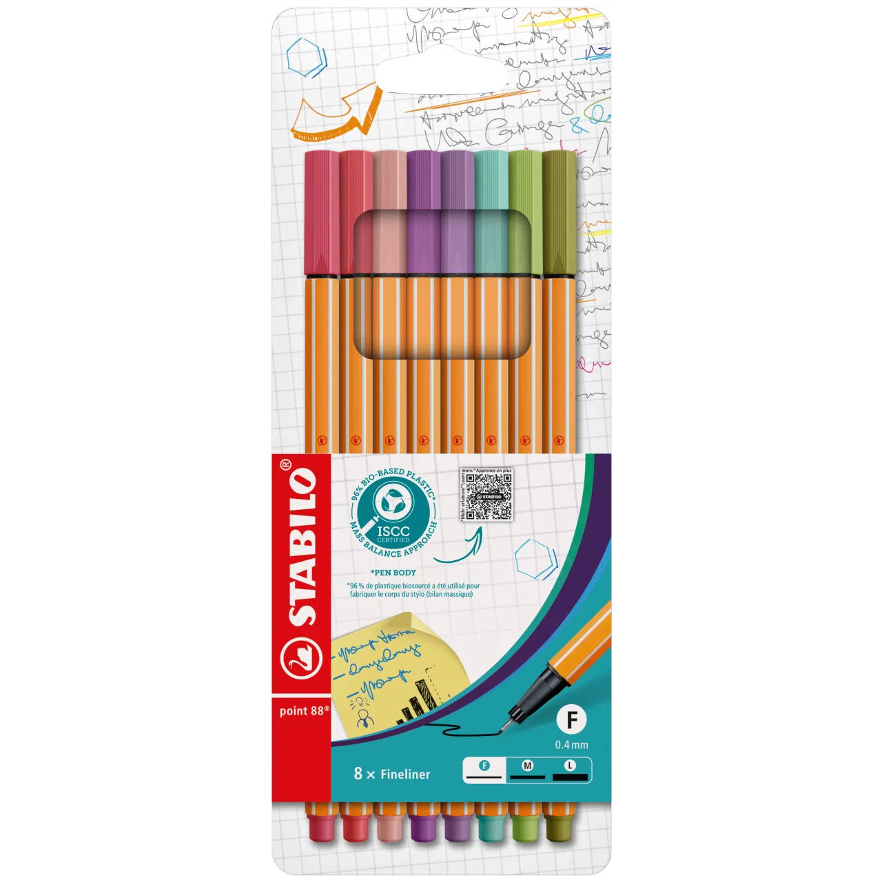 STABILO point 88 Fineliner, 8er Kartonetui neue Farben