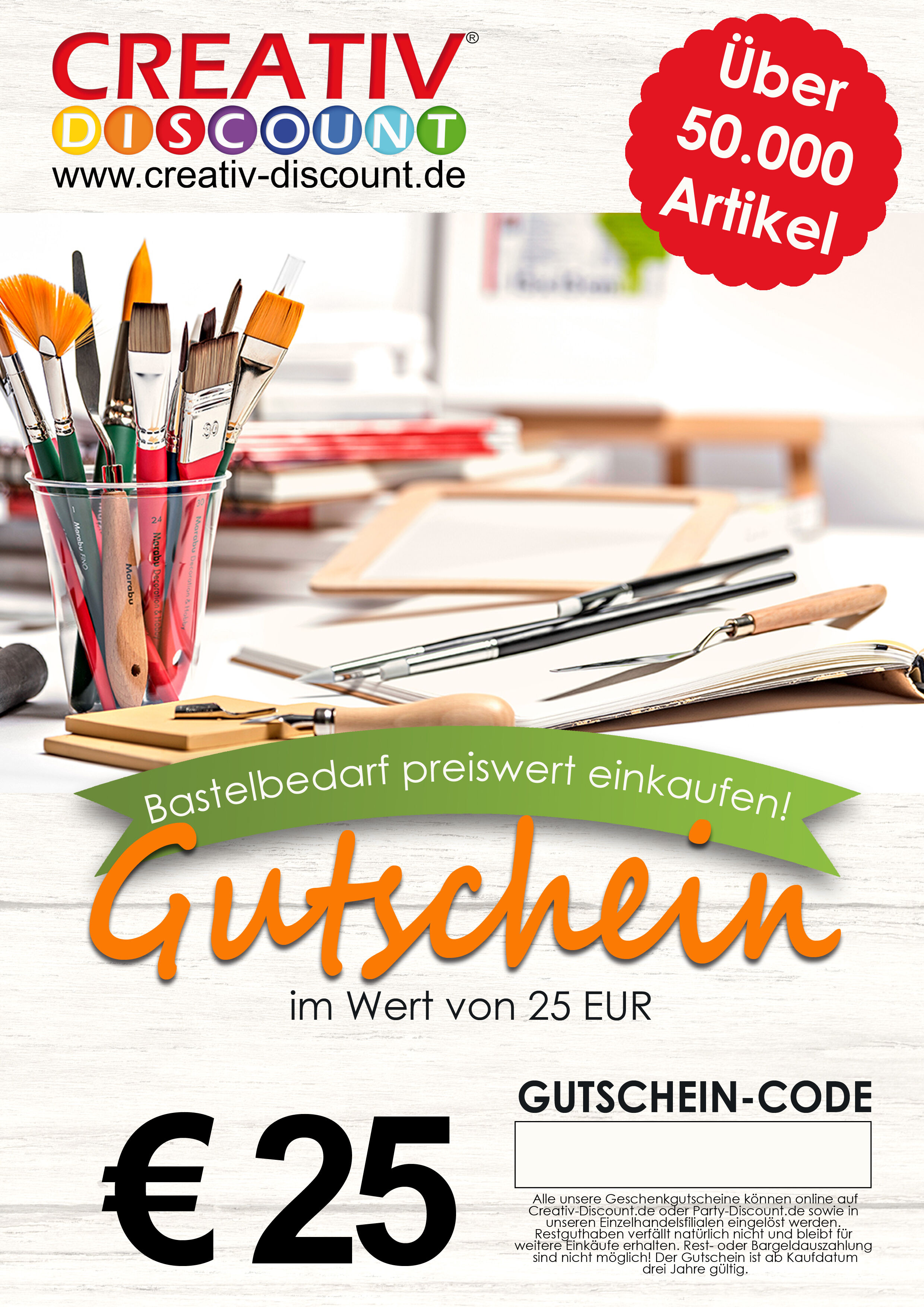 Geschenkgutschein nur ONLINE - Neutral - Wert 25,00 �