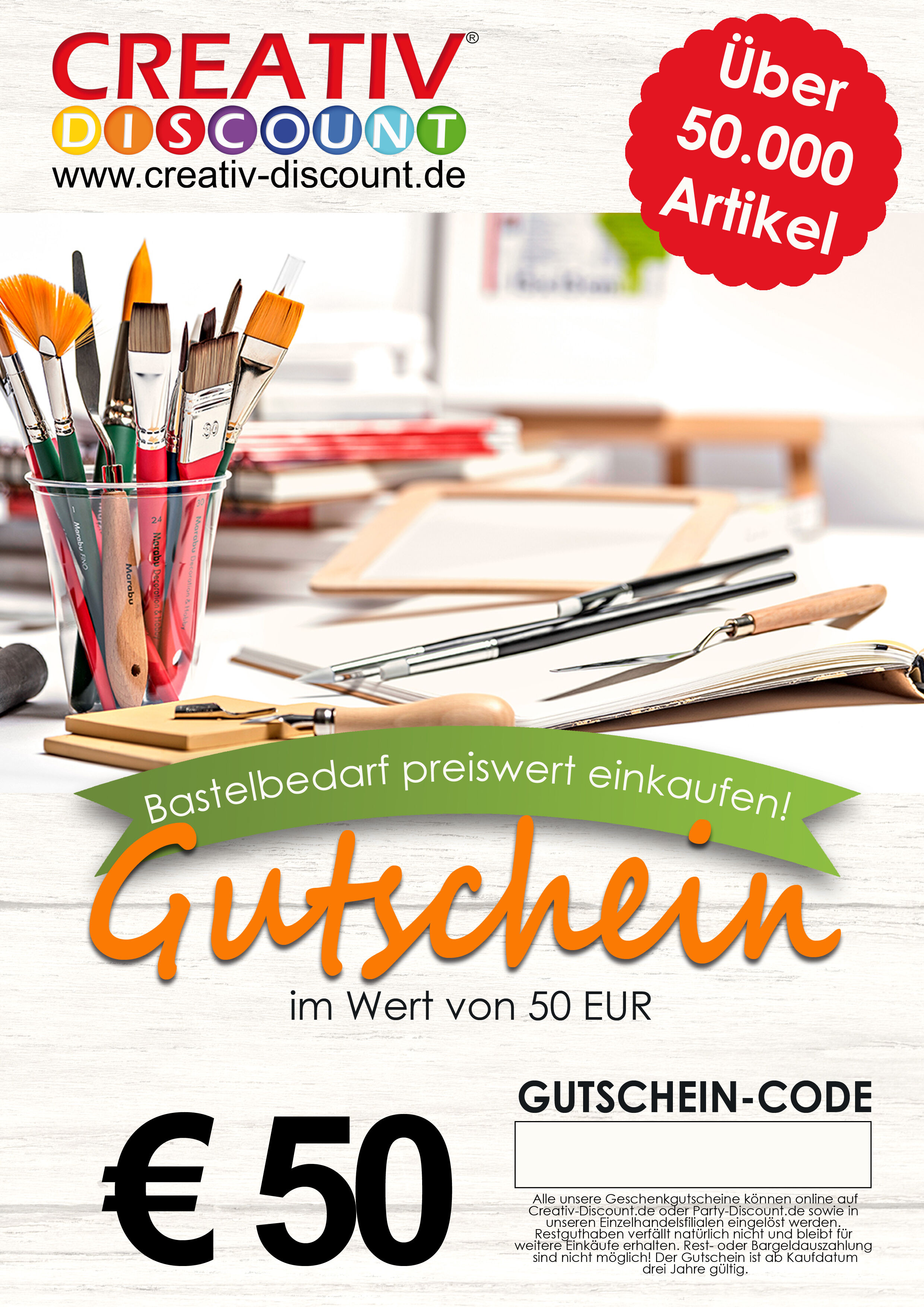 Geschenkgutschein nur ONLINE - Neutral - Wert 50,00 �