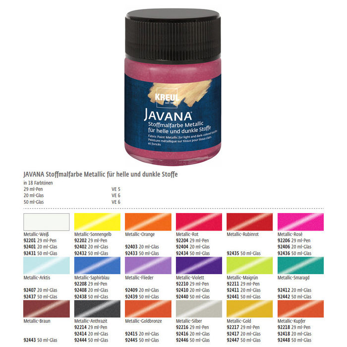 SALE JAVANA Tex Stoffmalfarbe Metallic Wei� 20ml Bild 2