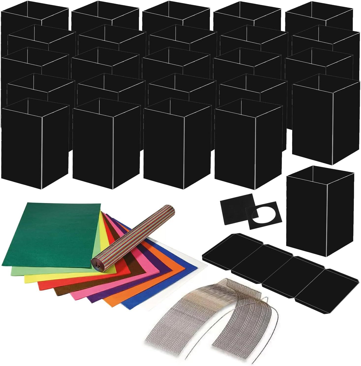 NEU Laternen-Set f�r 25 schwarze Laternen, 25 Bg. Drachenpapier, 25 Drahtb�gel