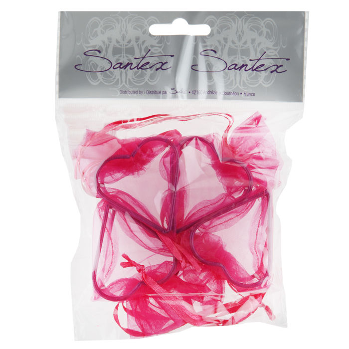 SALE Beutel aus Organza mit Herzrahmen, bordeaux, 4 Stk. Bild 2