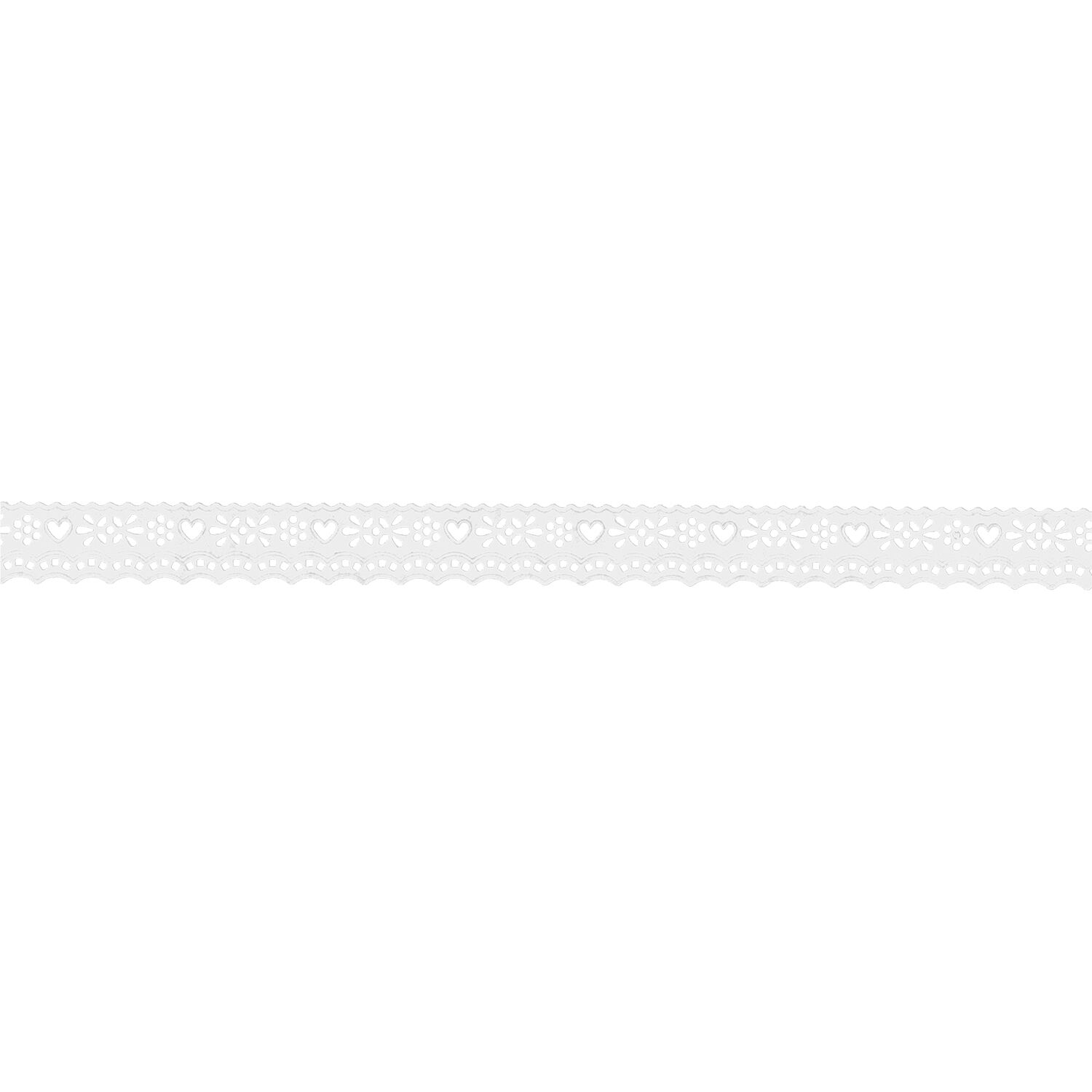 NEU Papierspitze selbstklebend, 2 m x 17 mm, Wellenmotiv Wei� Bild 2