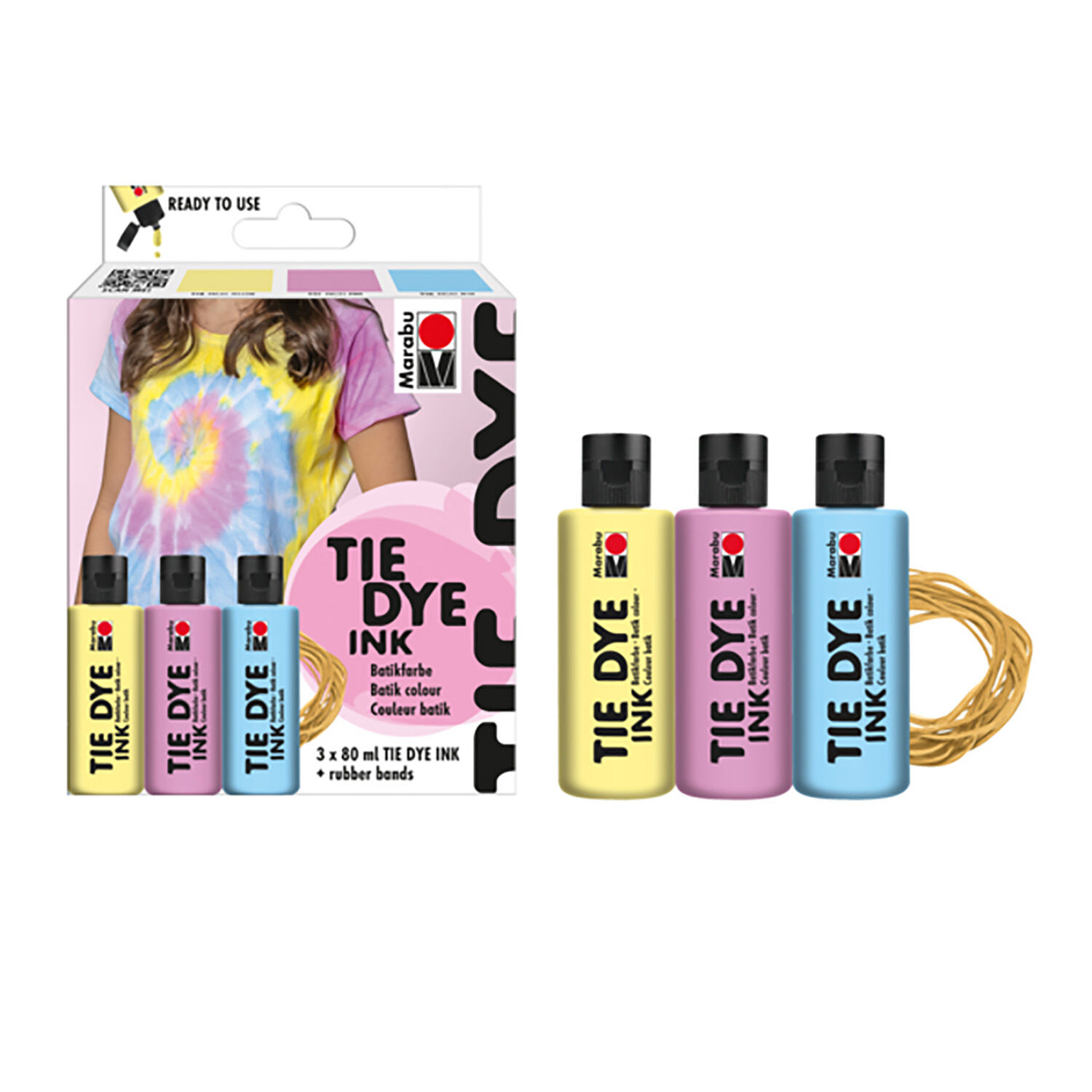 Marabu Batikfarbe fl�ssig / Tie Dye Ink, 3 x 80 ml, Pastell-Set Bild 2