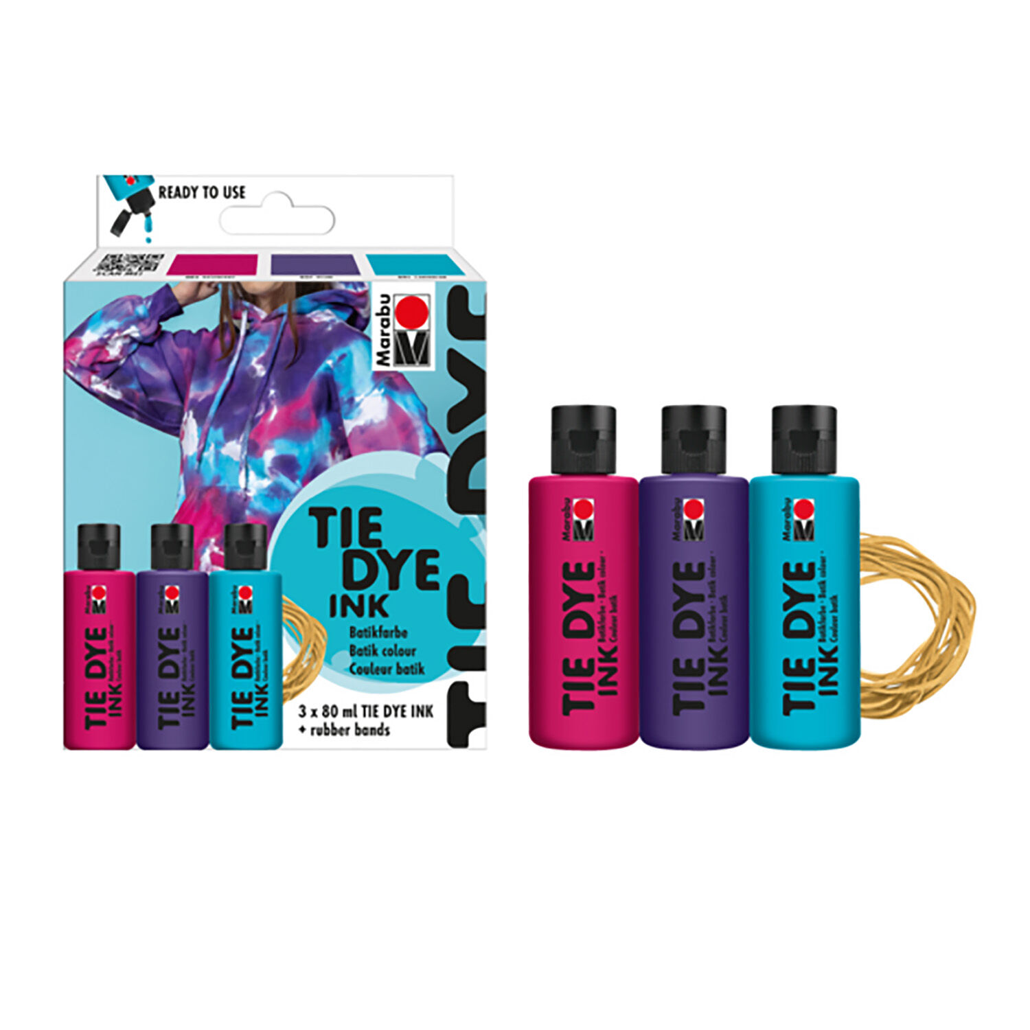 Marabu Batikfarbe fl�ssig / Tie Dye Ink, 3 x 80 ml, Trend-Set Bild 2