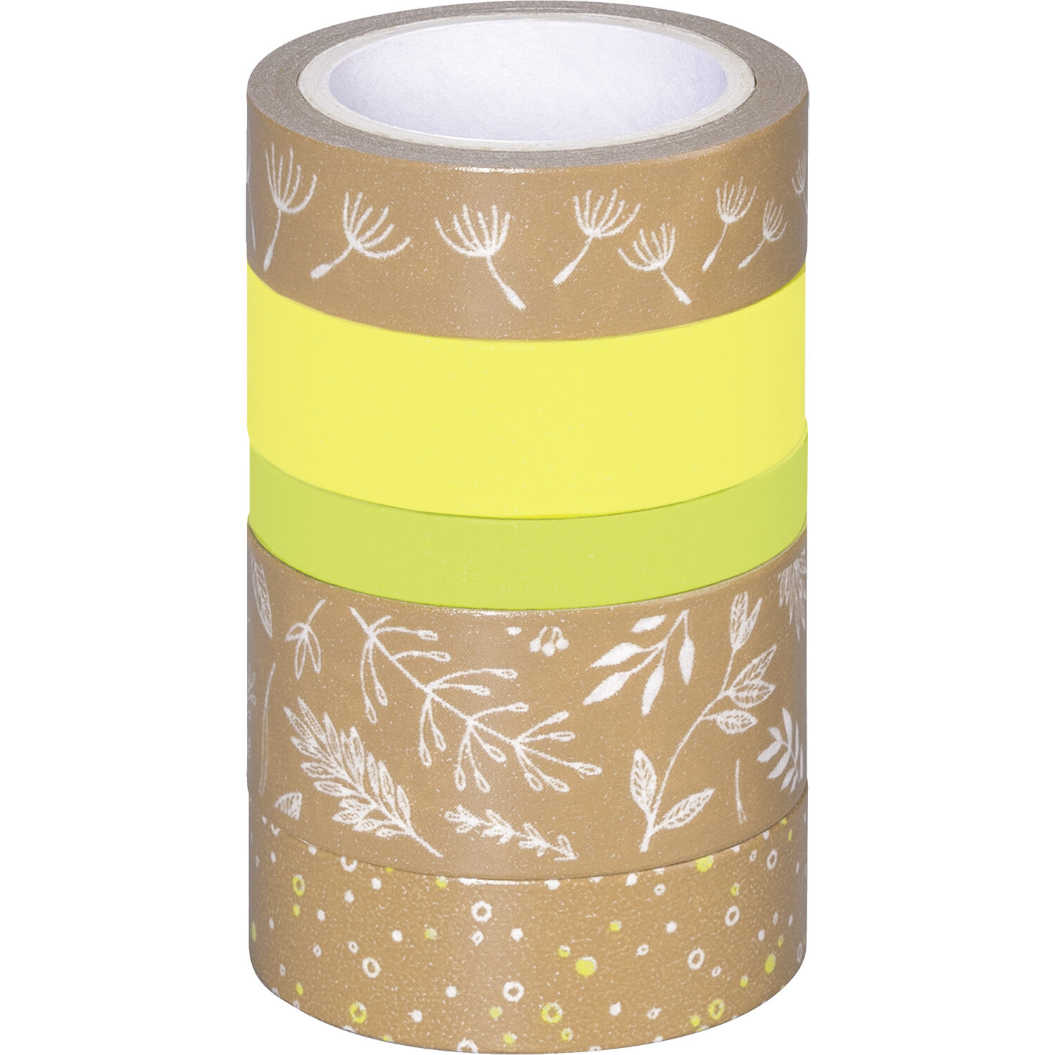 NEU Deko Tape / Klebeband, 5 Rollen, Natur Bl�tter Gr�n
