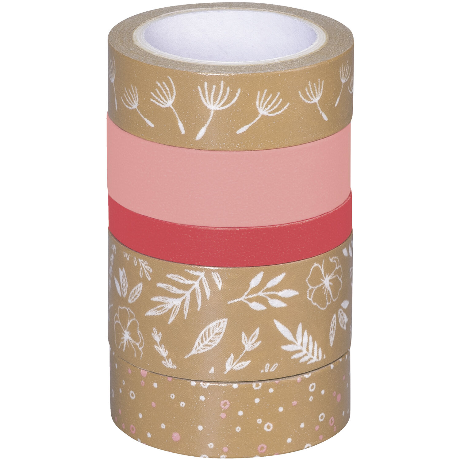 NEU Deko Tape / Klebeband, 5 Rollen, Natur Bl�tter Rot