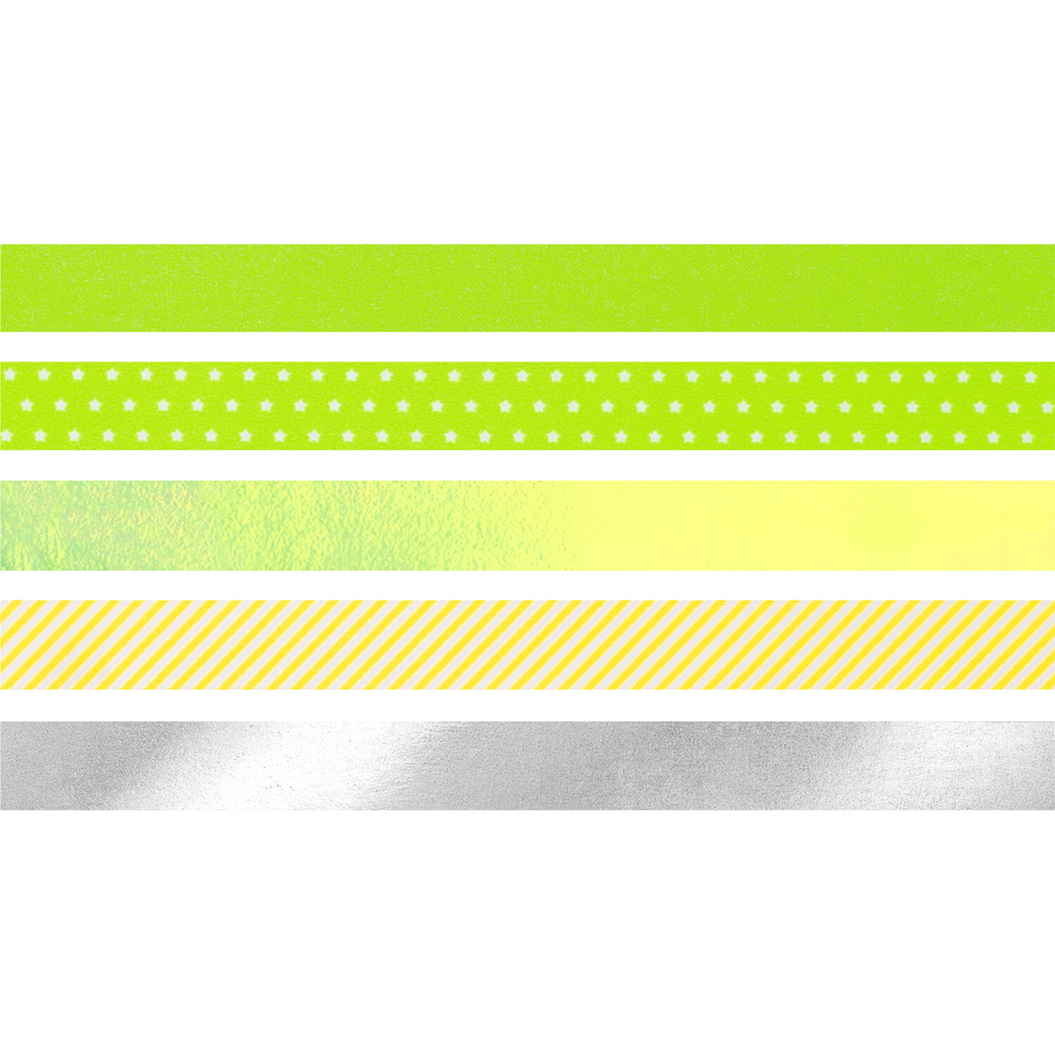 NEU Deko Tape / Klebeband, 5 Rollen + Abroller, Mini Akzente Neon Gr�n / Gelb Bild 2