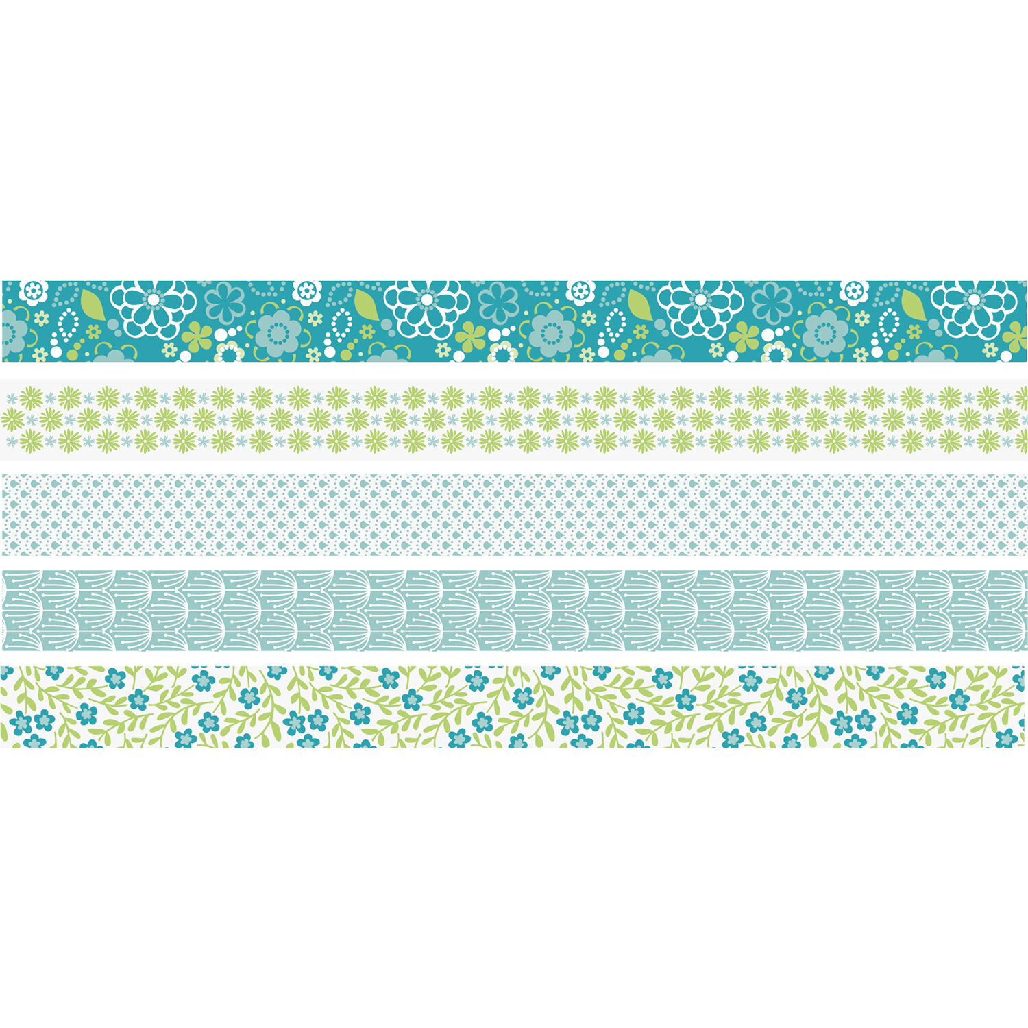 NEU Deko Tape / Klebeband, 5 Rollen + Abroller, Mini Blumen Gr�n Bild 2