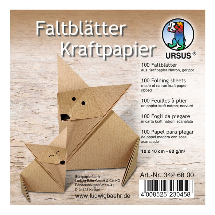 Faltbl�tter Kraftpapier, 10x10cm, 100 Blatt