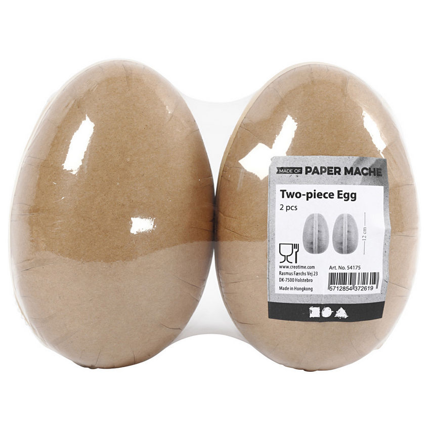 Eier aus Karton, Au�en Braun, Innen Wei�, 2 St�ck, 12cm