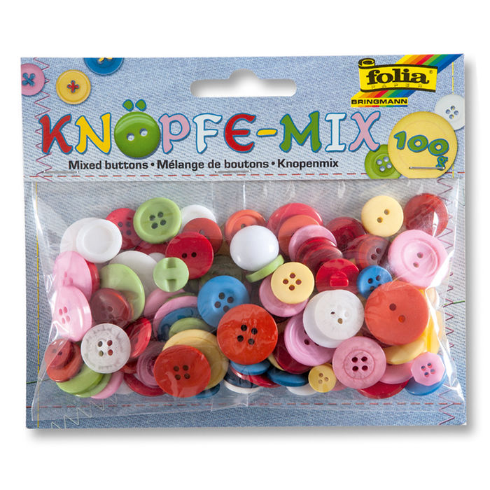 Kn�pfe-Mix, 100 g, farbig sortiert