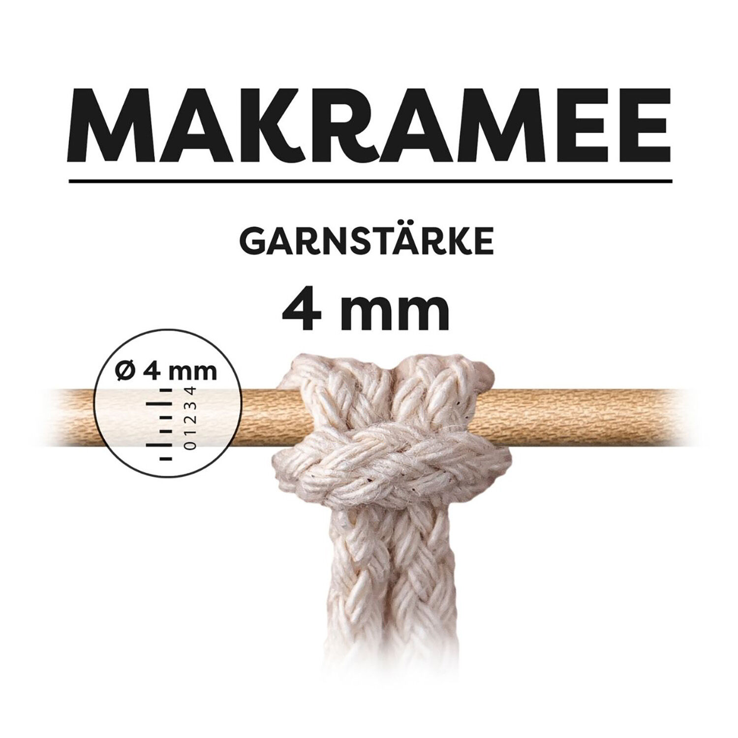 NEU myboshi Makramee-Garn / Baumwollgarn zum Kn�pfen, 4 mm geflochten, 50 m, Farbton: Natur Bild 3