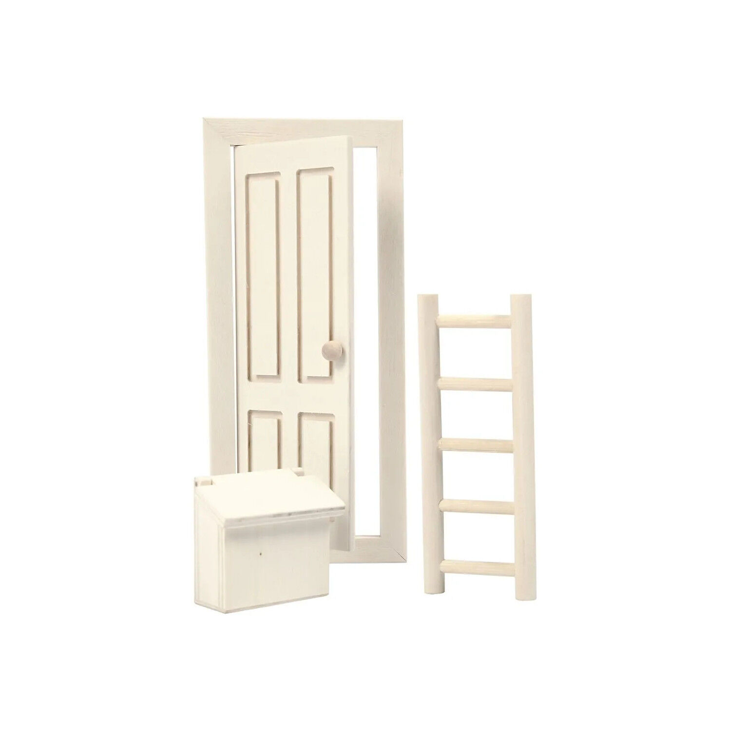 NEU Wichtel Miniatur M�bel Set aus Holz, T�r, Briefkasten, Leiter, 8-18 cm Bild 2