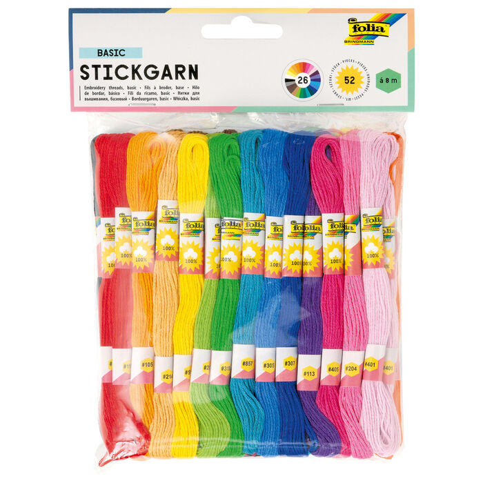 Stickgarn-Set, 52 Docken � 8m, 26 Farben