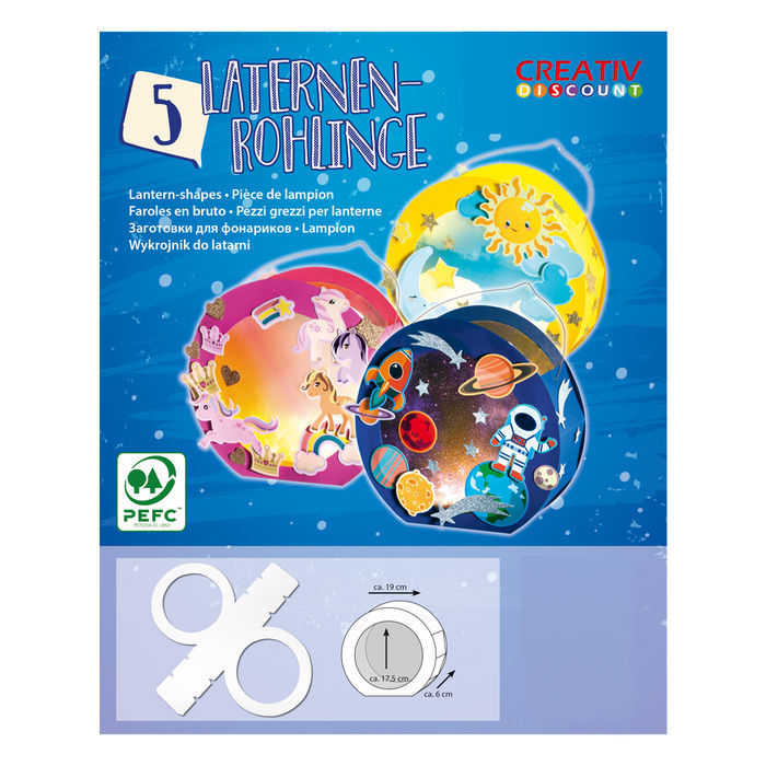 Laternen-Rohlinge aus Fotokarton f�r Runde Laternen, 5er Pack - Verschiedene Farben