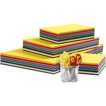 Farbiger Bastelkarton und Kinderscheren, A3,A4,A5,A6, 180 g, Farbmix, 1 Set