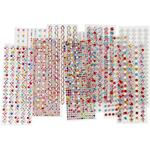 Strassstein-Sticker, � 2-10 mm, 27x9 cm, 12 Blatt sortiert