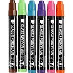 Glas-/Porzellanmarker, 6 St�ck, Strichst�rke 1-3 mm, Halbdeckend, Zus�tzliche Farben