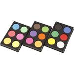 Wasserfarben, Neonfarben, H�he 16mm, Durchmesser 44mm, 3 Sets mit jeweils 6 N�pchen