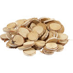 NEU TOP-SELLER Holzscheiben mit Loch, Durchmesser: 35-45 mm, St�rke: 7 mm, 500g, Lochgr��e: 4 mm